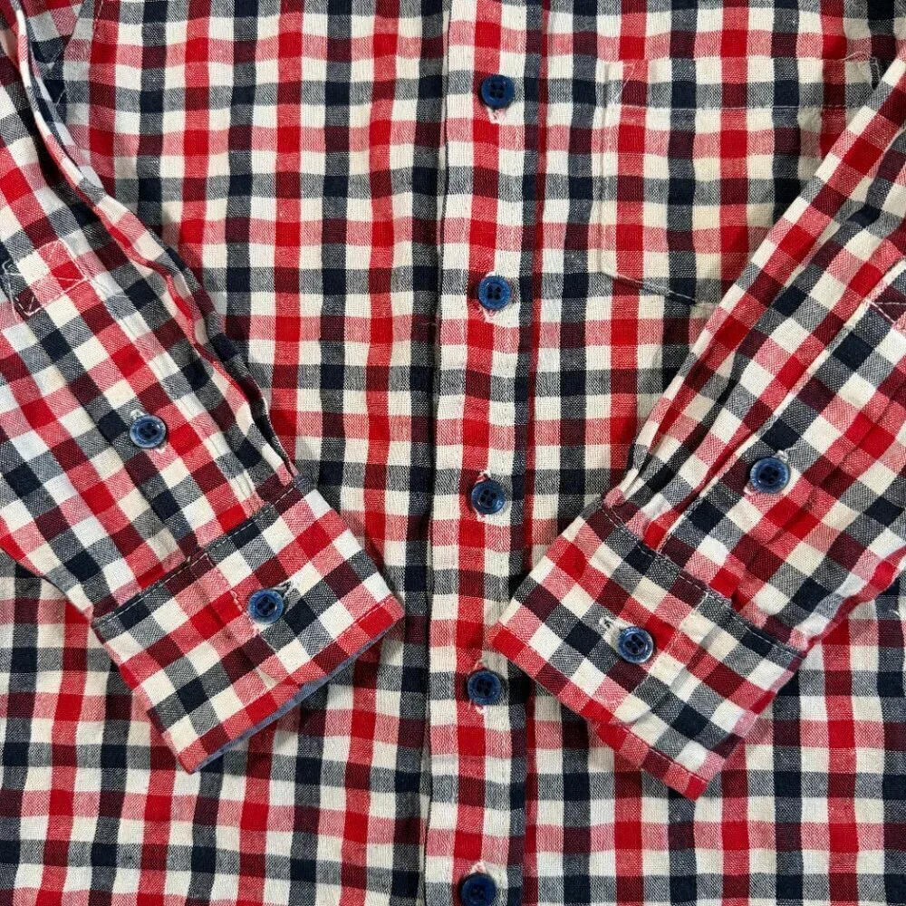 TOOBYDOO Cotton Plaid Button Down Red Blue Boys 5T
